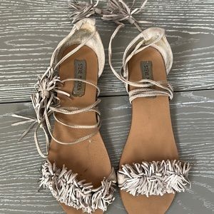 Steve Madden flat suede strappy sandals.